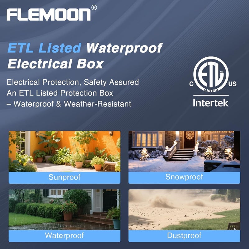 Flemoon Outdoor Electrical Box Waterproof, IP54 Waterproof Extension Cord Cover, Protect Outlet, Plug, Socket, Timer, Power Strip, Holiday Light, Large Weatherproof Connection Box, Almond - Image 4